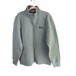 LL Bean Sweater‎ Mens L Tall Green 1/4 Zip Pullover Hiking Outdoors